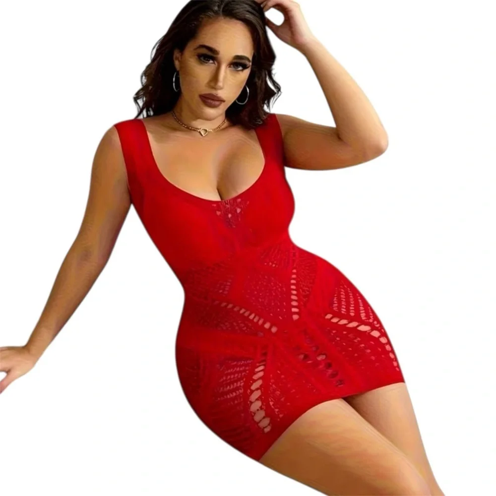 Sexy Women Lace Dress Suspender Bodystocking Lingerie Crotchles Underwear US